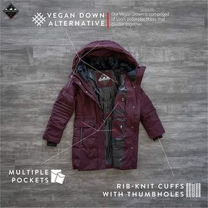 Grape Vegan Down Mid-Length Parka